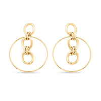 Italian 14K Yellow Gold Over Sterling Silver Multi Row Drop Interlocked Statement Earrings 13.40 Grams