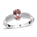 Blush Apatite, Moissanite Ring in Platinum Over Sterling Silver (Size 7.0) 0.90 ctw - Sticky add to cart bar