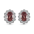 Blush Apatite and Moissanite Halo Stud Earrings in Platinum Over Sterling Silver 1.75 ctw - Sticky add to cart bar