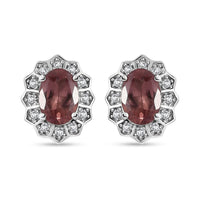 Blush Apatite and Moissanite Halo Stud Earrings in Platinum Over Sterling Silver 1.75 ctw