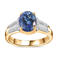 Luxoro 10K Yellow Gold Premium Peacock Tanzanite, Diamond (G-H, I2) (0.25 cts) Ring (Size 10.0) (4 g) 2.85 ctw