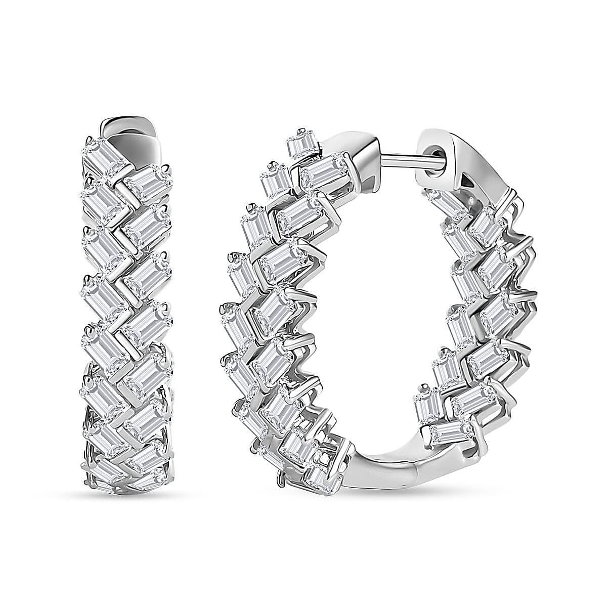 White Zircon Sun Rays Earrings in Platinum Over Sterling Silver 5.00 ctw