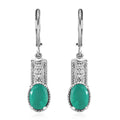 Emeraldine Quartz (Triplet) Lever Back Earrings in Stainless Steel 3.20 ctw - Sticky add to cart bar
