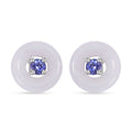 Natural Jade and Tanzanite Stud Earrings in Rhodium Over Sterling Silver 5.90 ctw - Sticky add to cart bar