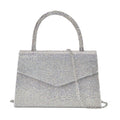 Sparkling Aurora Borealis Crystal Faux Leather Clutch Bag (8.7"x2.4"x5.5") with Handle Drop and Long Chain Strap 47" - Sticky add to cart bar