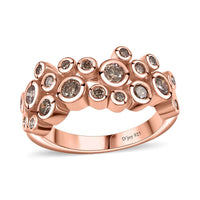 Natural Champagne Diamond Ring in Vermeil Rose Gold Over Sterling Silver 0.75 ctw