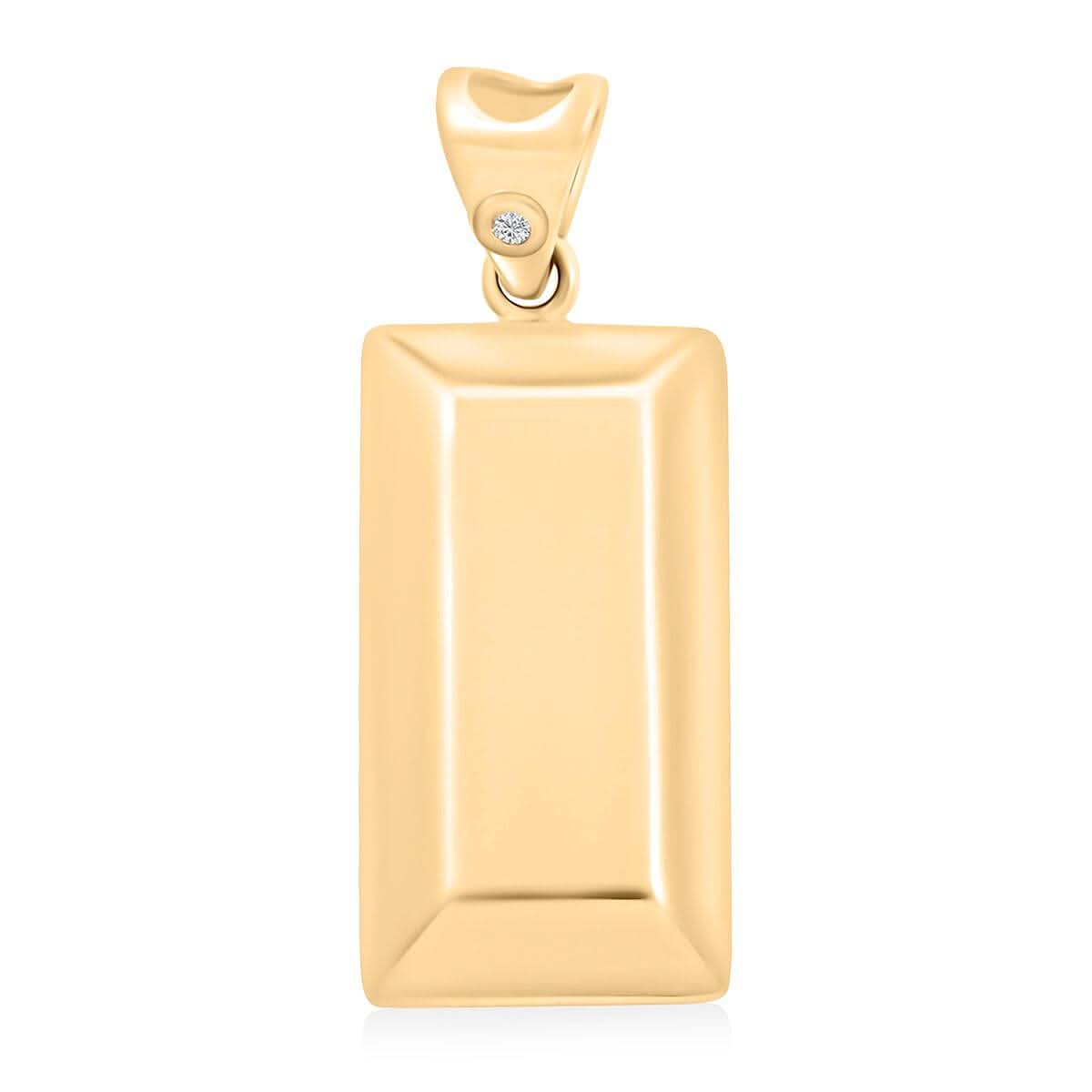 10K Yellow Gold Diamond Accent Bar Pendant without Chain 1.3 Grams