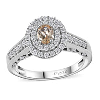 Imperial Topaz and Moissanite Ring in Platinum Over Sterling Silver (Size 10.0) 1.00 ctw
