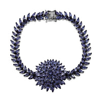 Dahlia Floral Bracelet in Platinum Over Sterling Silver