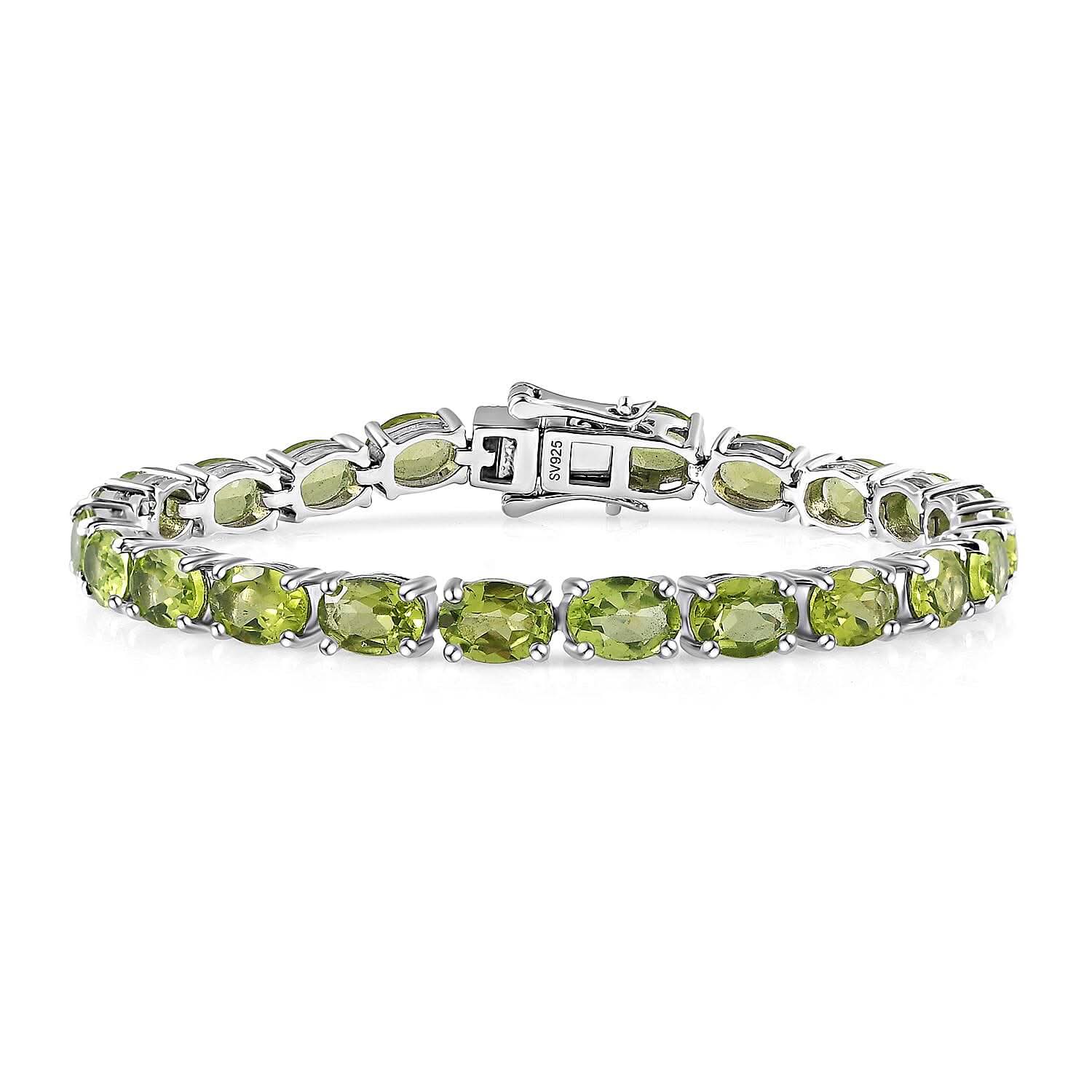 Peridot Tennis Bracelet in Platinum Over Sterling Silver (6.50 In) (Del. in 10-12 Days) 15.85 ctw