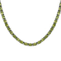 Peridot Tennis Necklace 18 Inches in Platinum Over Sterling Silver 37.75 ctw - Sticky add to cart bar