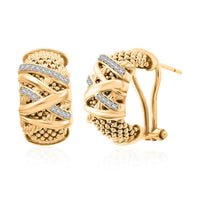 Italian Simulated Diamond Omega Clip Earrings in 14K YG Over Sterling Silver 0.75 ctw