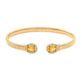 Italian Citrine, Simulated Diamond Bangle Bracelet in 14K YG Over Sterling Silver (6.50 In) 2.40 ctw - Sticky add to cart bar