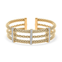 Italian Simulated Diamond Bangle Bracelet in 14K Yellow Gold Over Sterling Silver (6.50 In) 2.25 ctw
