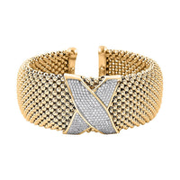 Italian Simulated Diamond Bangle Bracelet in 14K Yellow Gold Over Sterling Silver (7.0 In) 5.35 ctw