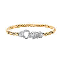 Italian Simulated Diamond Bangle Bracelet in 14K YG Over and Sterling Silver (6.50 In) 2.25 ctw