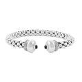 Italian Black Onyx, Simulated Diamond Bangle Bracelet in Sterling Silver (6.50 In) 1.50 ctw - Sticky add to cart bar
