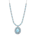 Larimar and Multi Gemstone Flower Necklace 18-20 Inches in Platinum Over Sterling Silver 43.65 ctw - Sticky add to cart bar