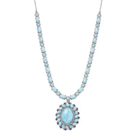 Larimar and Multi Gemstone Flower Necklace 18-20 Inches in Platinum Over Sterling Silver 43.65 ctw