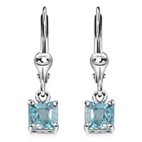 Asscher Cut Cambodian Blue Zircon Lever Back Earrings in Platinum Over Sterling Silver 2.00 ctw