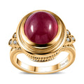 Premium African Ruby (FF) and Moissanite Ring in Vermeil Yellow Gold Over Sterling Silver 8.75 ctw - Sticky add to cart bar