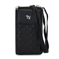 Black Faux Leather Multi-Purpose Crossbody Cellphone Bag (4.3"x1.6"x7.7") with Detachable Shoulder Strap (63")