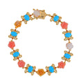 D'Joy Sleeping Beauty Turquoise, Multi Color Mother Of Pearl Carved and Mozambique Garnet 5.65 ctw Floral Bracelet in Vermeil Yellow Gold Over Sterling Silver (7.50 In) - Sticky add to cart bar