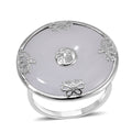Natural Jade Bi-Disc Fu Ring in Platinum Over Sterling Silver - Sticky add to cart bar