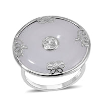 Natural Jade Bi-Disc Fu Happiness Ring in Platinum Over Sterling Silver
