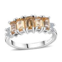 Imperial Topaz, White Zircon Ring in Platinum Over Sterling Silver (Size 10.0) 2.00 ctw