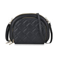 Black Faux Leather Quilted Crossbody Bag (8.3"x1.8"x5.9") with Detachable Shoulder Strap (63") - Sticky add to cart bar