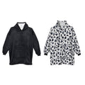 Doorbuster Set of 2 Solid Black and Leopard Pattern Hoodie Blanket with Vacuum Packaging - One Size Fit Most - Sticky add to cart bar