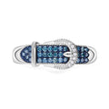 TLV Blue Diamond (IR), Diamond Buckle Ring in Platinum Over Sterling Silver (Size 7.0) 0.25 ctw - Sticky add to cart bar