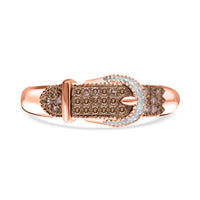 TLV Natural Champagne and White Diamond Buckle Ring in Vermeil RG Over Sterling Silver (Size 7.0) 0.25 ctw