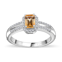 Premium Imperial Topaz, Moissanite Ring in Platinum Over Sterling Silver (Size 7.0) 1.00 ctw
