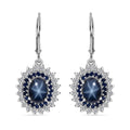 Premium Blue Star Sapphire (DF) and Multi Gemstone Floral Lever Back Earrings in Platinum Over Sterling Silver 5.25 ctw - Sticky add to cart bar