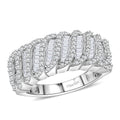 D'Joy Diamond Wave Ring in Rhodium Over Sterling Silver (Size 10.0) 1.00 ctw - Sticky add to cart bar