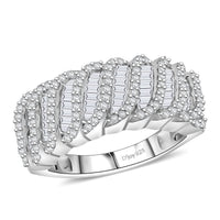 D'Joy Diamond Wave Ring in Rhodium Over Sterling Silver (Size 10.0) 1.00 ctw