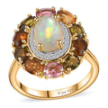 Premium Ethiopian Welo Opal, Multi Gemstone Ring in Vermeil YG Over Sterling Silver (Size 10.0) 2.80 ctw - Sticky add to cart bar
