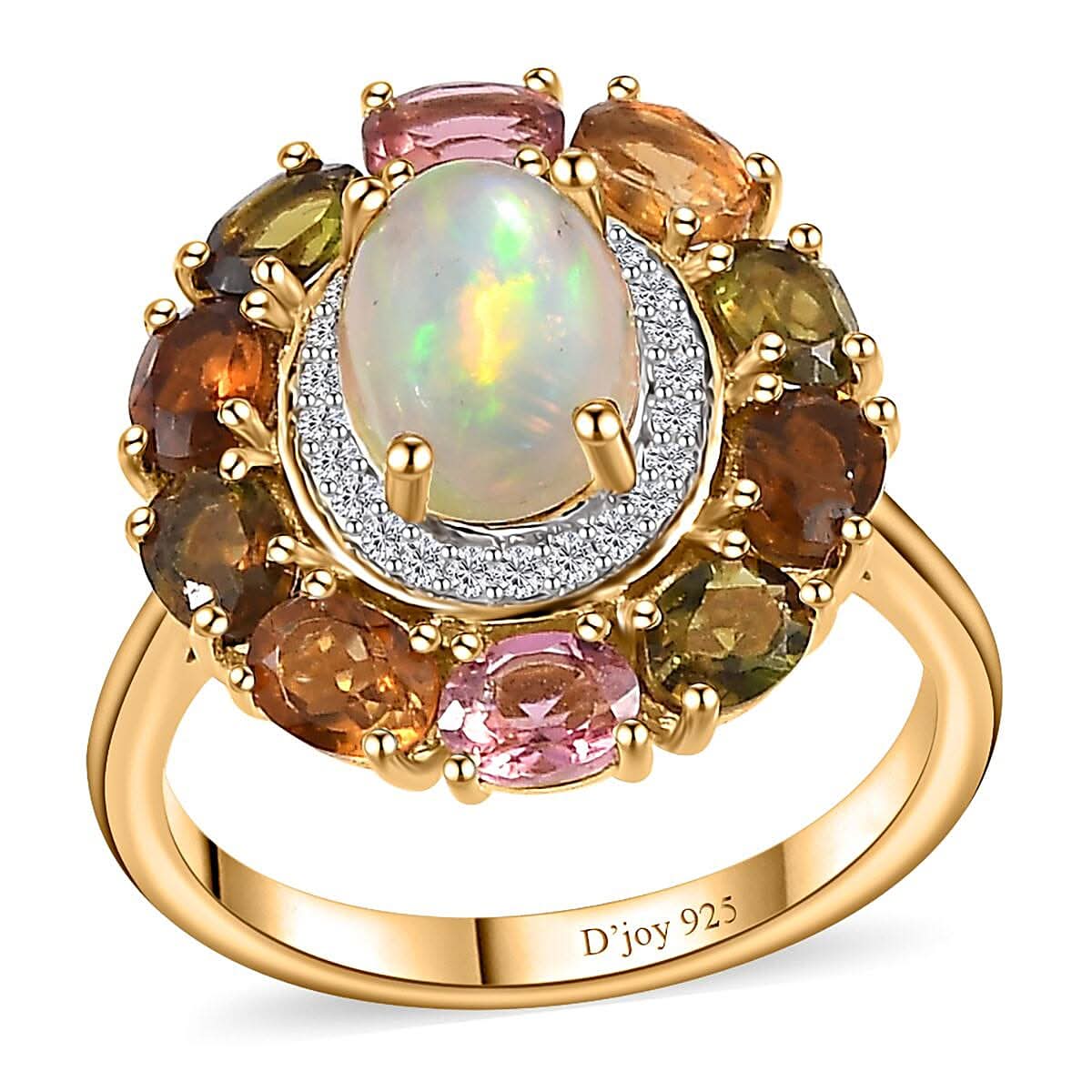 Premium Ethiopian Welo Opal, Multi Gemstone Ring in Vermeil YG Over Sterling Silver (Size 10.0) 2.80 ctw (1)