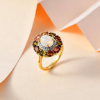 Premium Ethiopian Welo Opal, Multi Gemstone Ring in Vermeil YG Over Sterling Silver (Size 10.0) 2.80 ctw