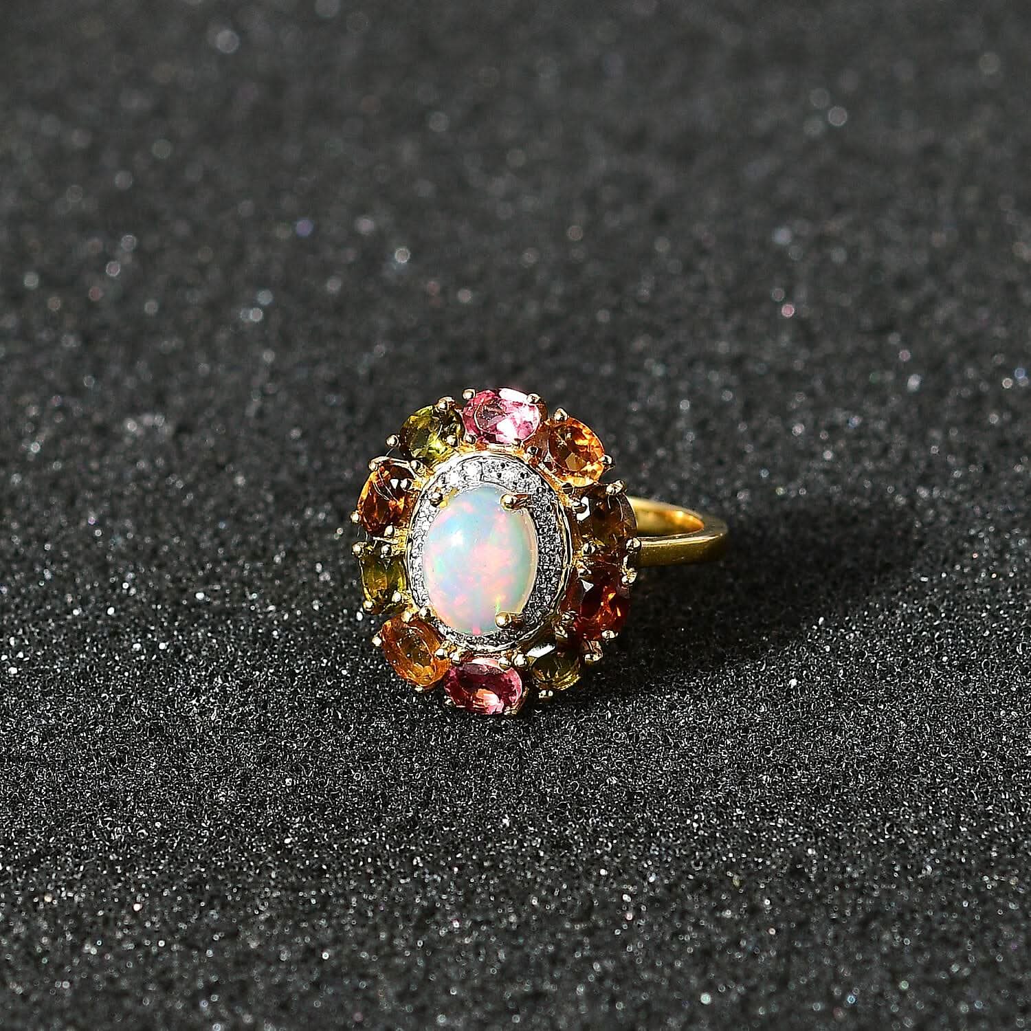 Premium Ethiopian Welo Opal, Multi Gemstone Ring in Vermeil YG Over Sterling Silver (Size 10.0) 2.80 ctw (3)