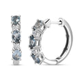 Santa Maria Aquamarine and Moissanite Hoop Earrings in Platinum Over Sterling Silver 1.10 ctw - Sticky add to cart bar