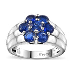 Kashmir Kyanite Floral Ring in Platinum Over Sterling Silver 1.65 ctw