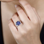 Kashmir Kyanite Floral Ring in Platinum Over Sterling Silver 1.65 ctw