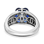 Kashmir Kyanite Floral Ring in Platinum Over Sterling Silver 1.65 ctw