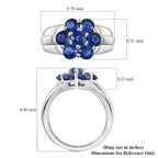 Kashmir Kyanite Floral Ring in Platinum Over Sterling Silver 1.65 ctw