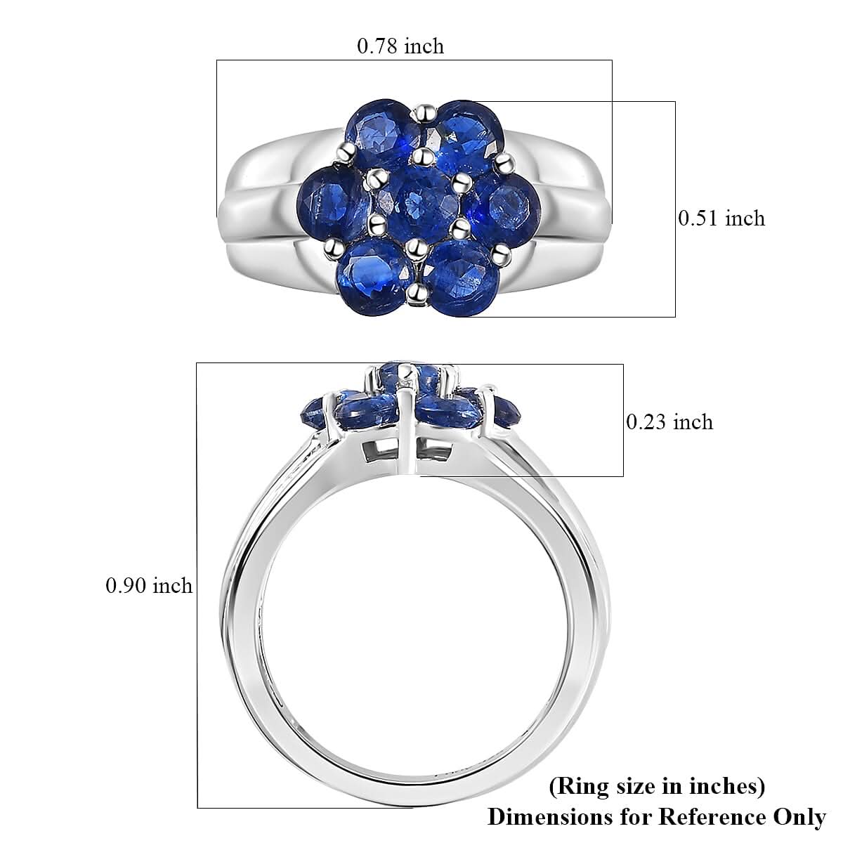 Kashmir Kyanite Floral Ring in Platinum Over Sterling Silver 1.65 ctw (6)