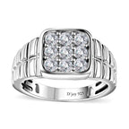 Moissanite Men's Ring in Platinum Over Sterling Silver (Size 10.0) 1.00 ctw
