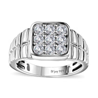 Moissanite Men's Ring in Platinum Over Sterling Silver (Size 10.0) 1.00 ctw
